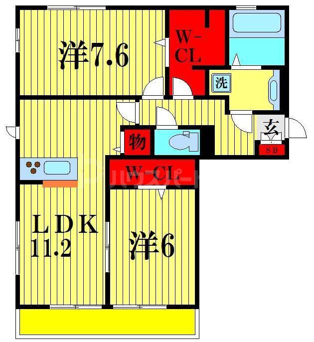 ラ ポルト(2LDK/1階)の間取り写真