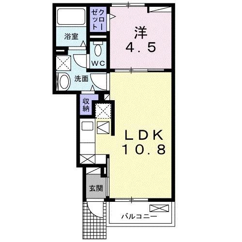リナセント Ⅱ(1LDK/1階)の間取り写真