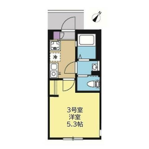 プライム大口(1K/3階)の間取り写真