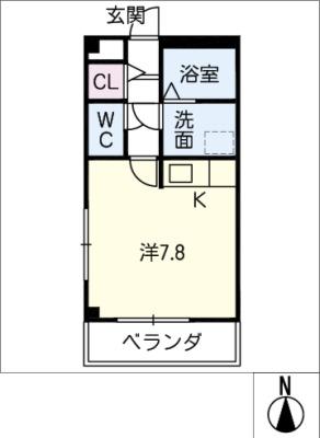 スペリア藤ヶ丘(ワンルーム/2階)の間取り写真