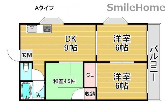 コーポラス清水丘(3DK/2階)の間取り写真
