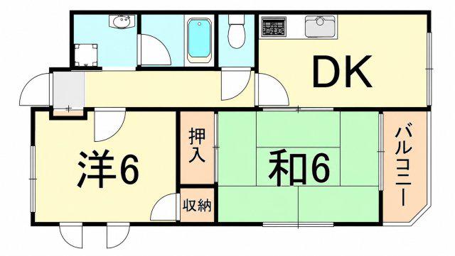 リバーヒル武庫之荘(2DK/3階)の間取り写真