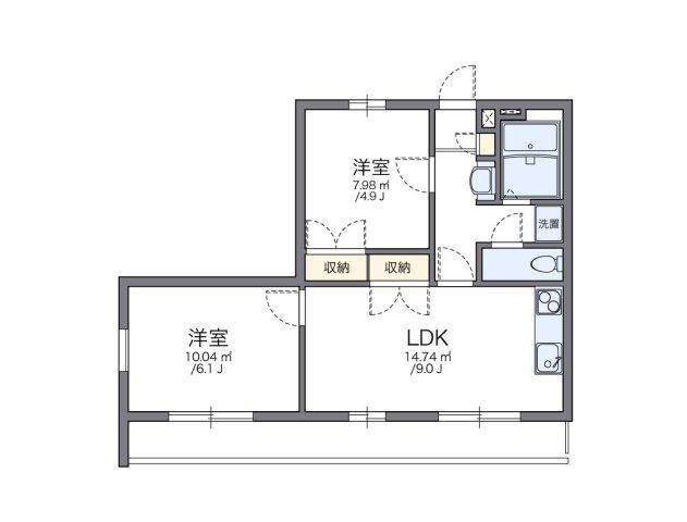 レオパレスOHIII(2LDK/3階)の間取り写真