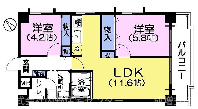 パークナオマンション(2LDK/2階)の間取り写真