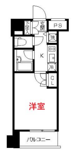 スカイコート品川大崎(1K/2階)の間取り写真