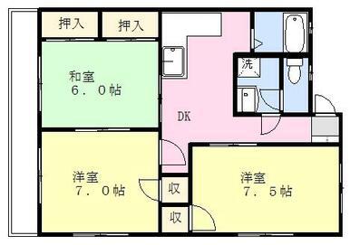 弐番館青木(3DK/2階)の間取り写真