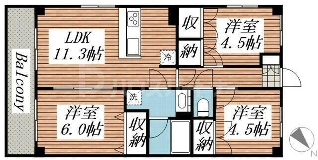 プレステージ・ヤツ(3LDK/2階)の間取り写真