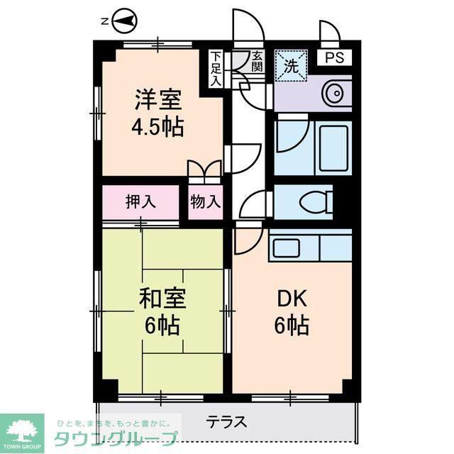 アメニティーハウス(2DK/1階)の間取り写真