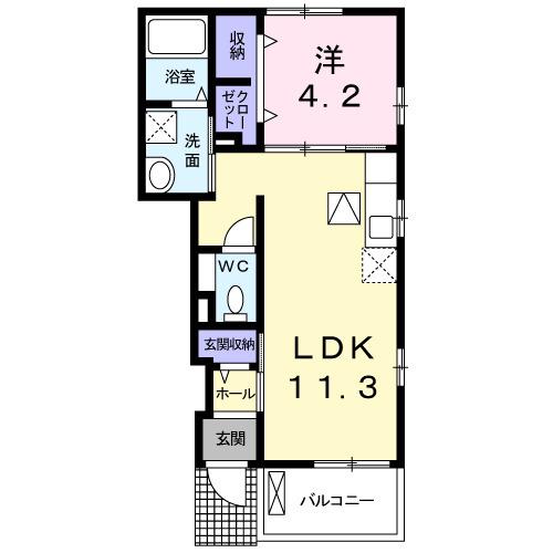 WILL(1LDK/1階)の間取り写真