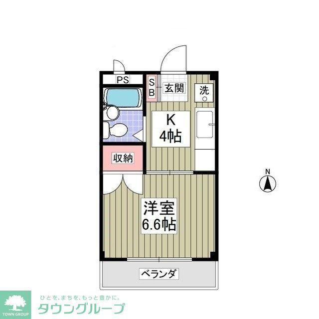 クーノス北坂戸(1K/1階)の間取り写真