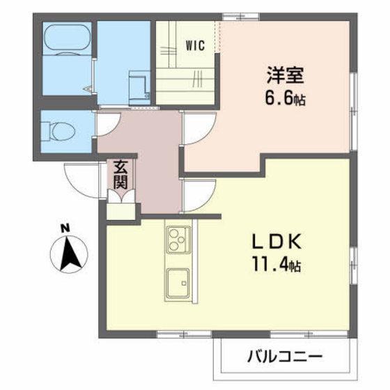 メイプルヴィレッジB(1LDK/2階)の間取り写真