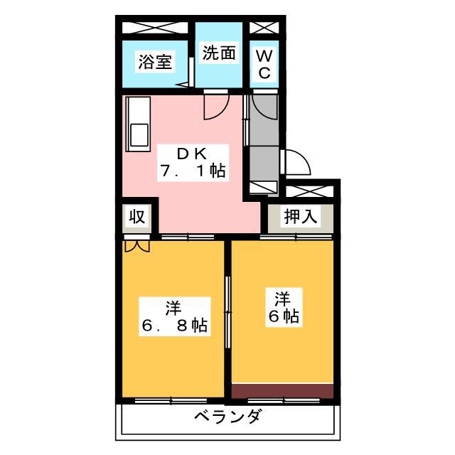 フューチャー(2DK/2階)の間取り写真