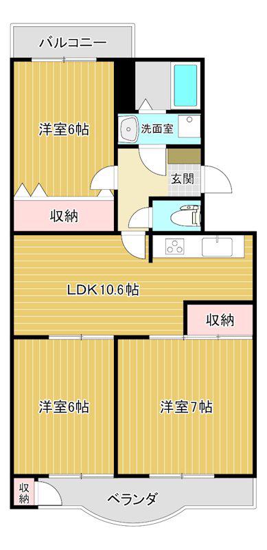 第三葵マンション(3LDK/3階)の間取り写真