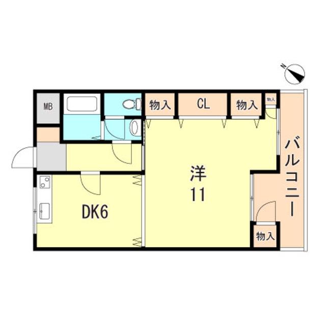 ロイヤルコーポ吉田(1DK/4階)の間取り写真