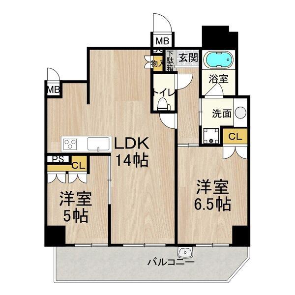 フロンティアタワー日本橋(2LDK/8階)の間取り写真