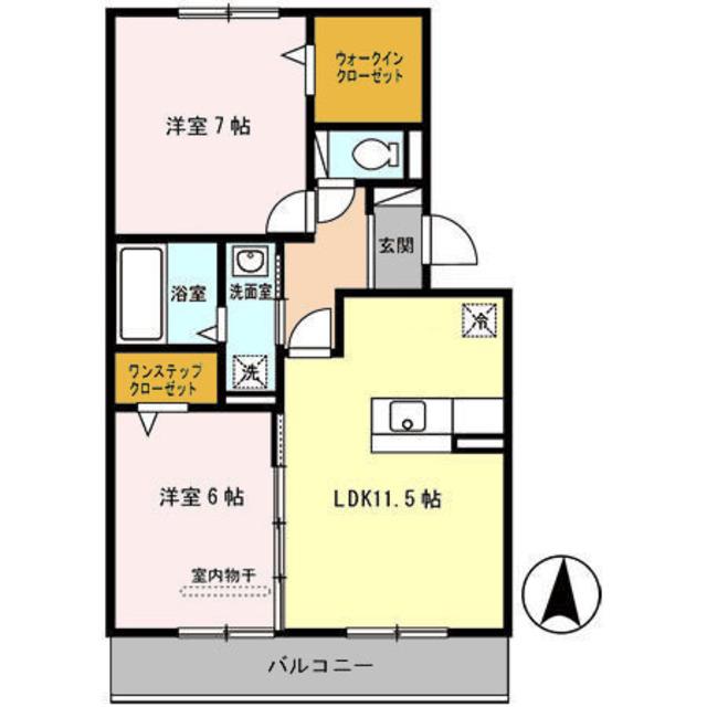 グランフィールド重根(2LDK/3階)の間取り写真
