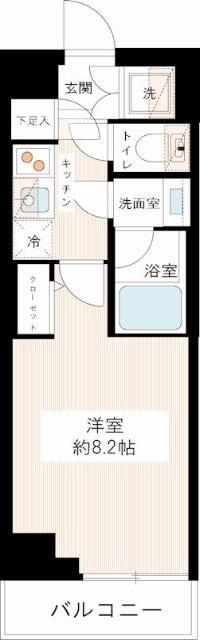 MAXIV北千住(1K/4階)の間取り写真