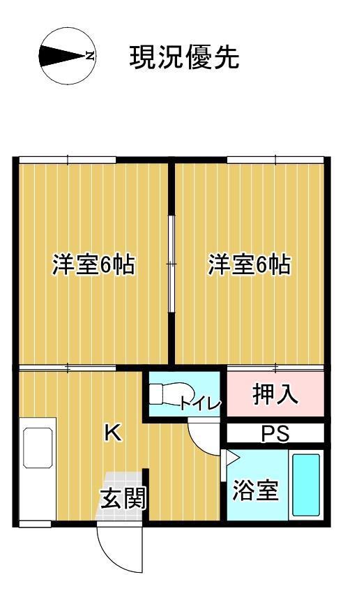 コーポ日和(2K/1階)の間取り写真
