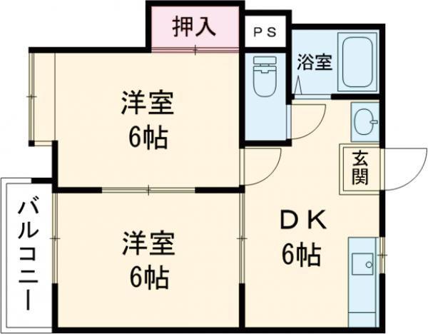 ファーストインプライムハウス I(2DK/1階)の間取り写真