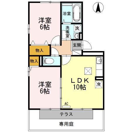 リビングタウン吉成A(2LDK/1階)の間取り写真