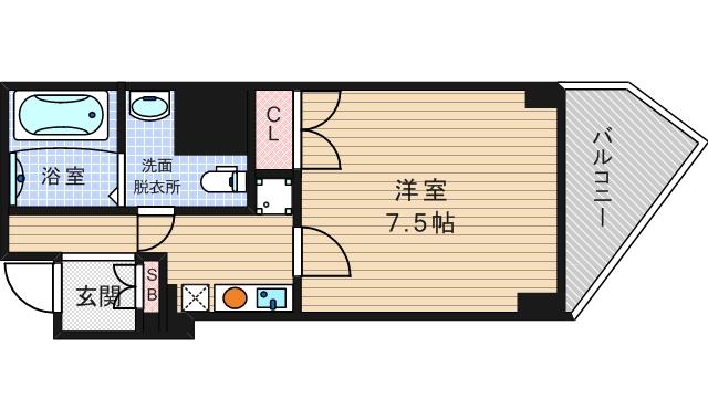 オリザ 肥後橋(1K/3階)の間取り写真