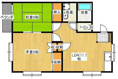エクセレントハイム(2LDK/2階)の間取り写真