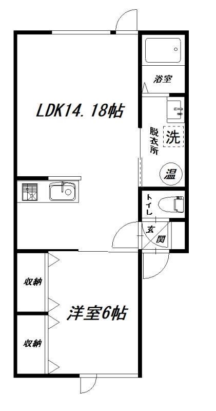 ウェルカム5号棟(1LDK/1階)の間取り写真