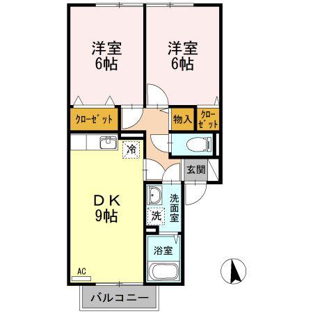 アーバンハイツ28 A棟(2DK/2階)の間取り写真