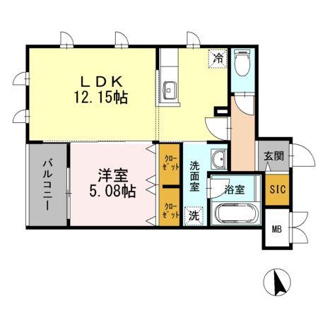 メルベイユ浜田山(1LDK/3階)の間取り写真