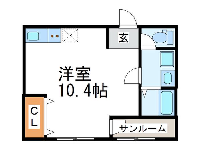 チェリーブロッサム弁天町(ワンルーム/2階)の間取り写真