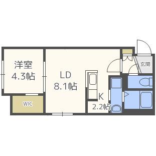 アッパーヴィレッジ栄町(1LDK/4階)の間取り写真