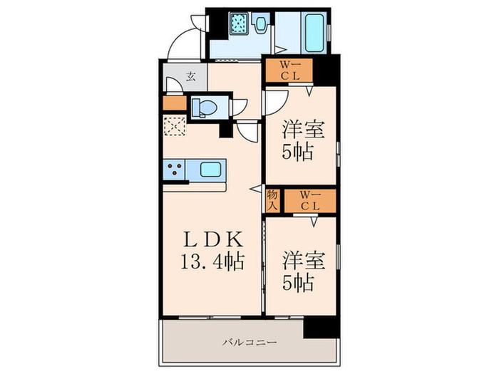 ザ・レジデンス黒崎駅南(2LDK/6階)の間取り写真