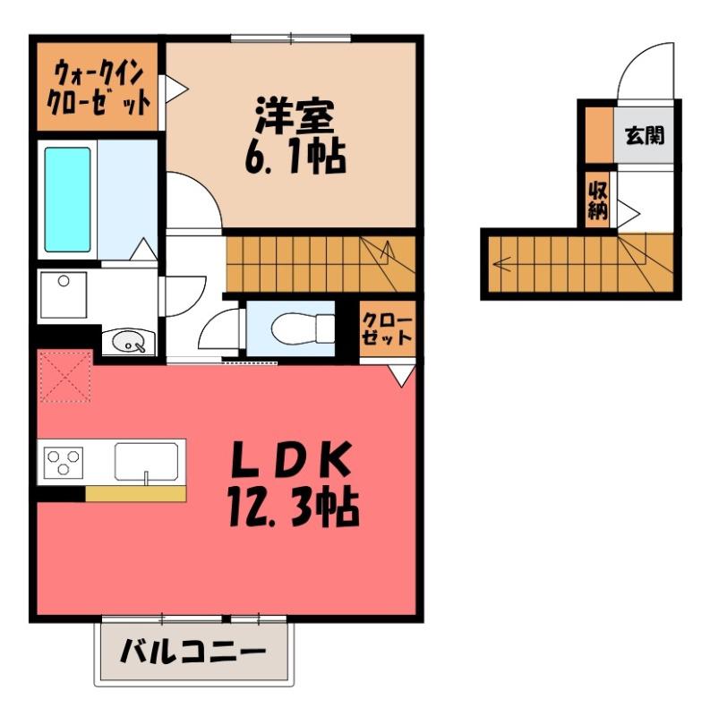 セプトガーデン古市町(1LDK/2階)の間取り写真
