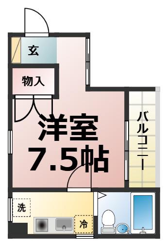 コーポミヤコ(1K/3階)の間取り写真