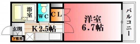 レジデンス山口2(1K/1階)の間取り写真