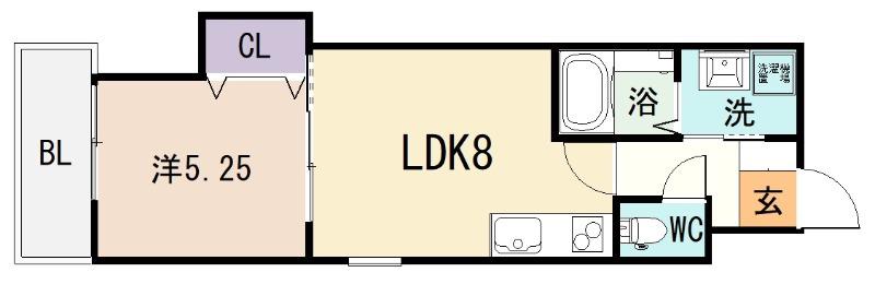コラッジオ本町(1LDK/2階)の間取り写真