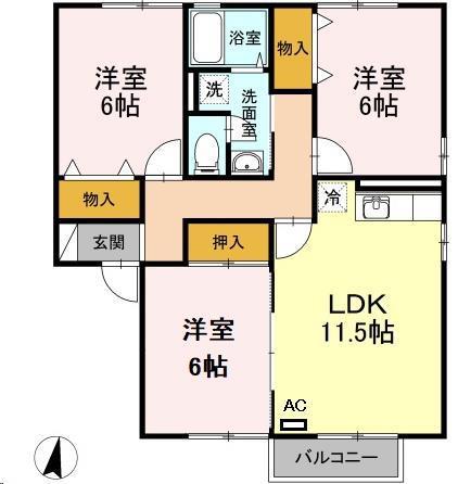 セジュール・リリー(3LDK/2階)の間取り写真