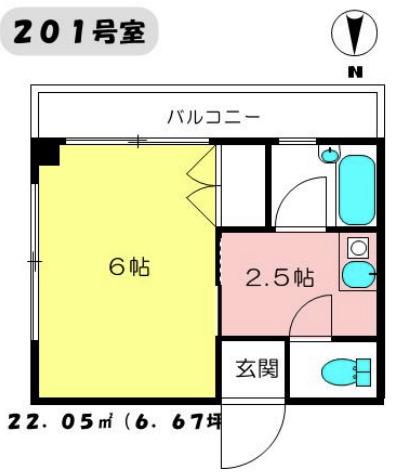 JOY HOUSE(1K/2階)の間取り写真