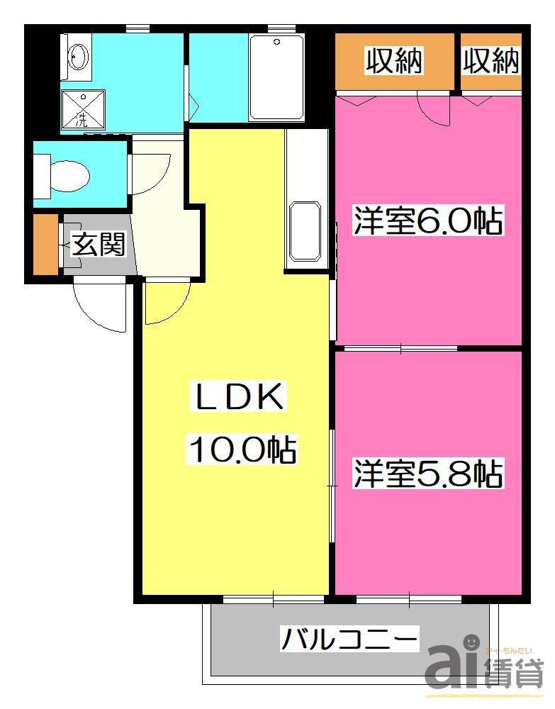 セルサスハイム(2LDK/1階)の間取り写真