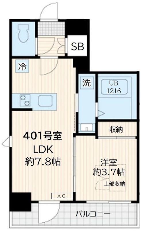アルカンシエル新宿大京町(1LDK/5階)の間取り写真