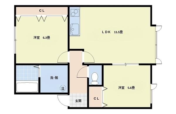コーポオアシスII(2LDK/2階)の間取り写真