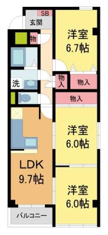ロイヤルハイツ甲子園口(3LDK/2階)の間取り写真