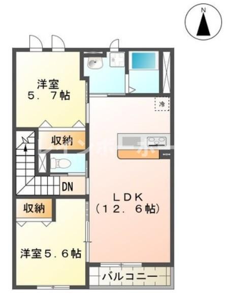 ルミナスハイム346(2LDK/2階)の間取り写真