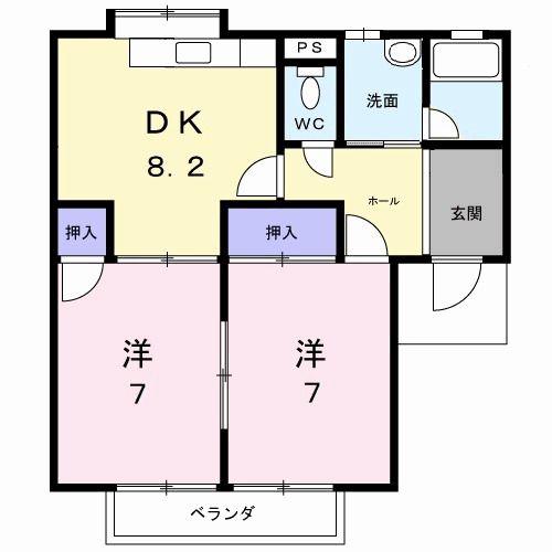 テクノハイツ(2DK/2階)の間取り写真