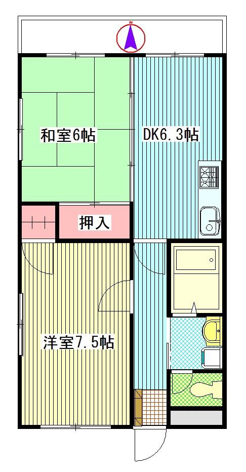 サンレイク大塚(2DK/2階)の間取り写真