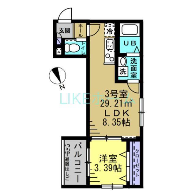 TUP津田沼(1LDK/1階)の間取り写真