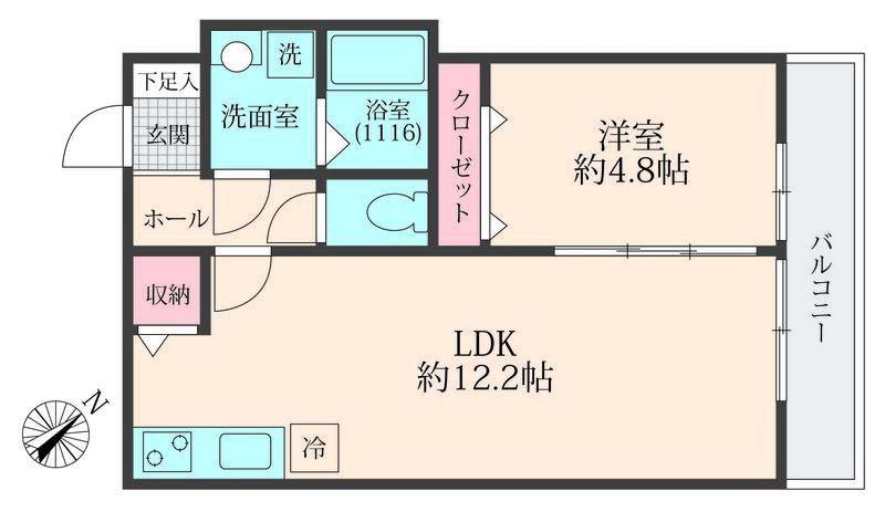 ミリアビタ稲毛東(1LDK/2階)の間取り写真