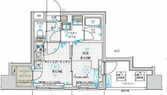 ベルグレード浅草DUE(1DK/4階)の間取り写真