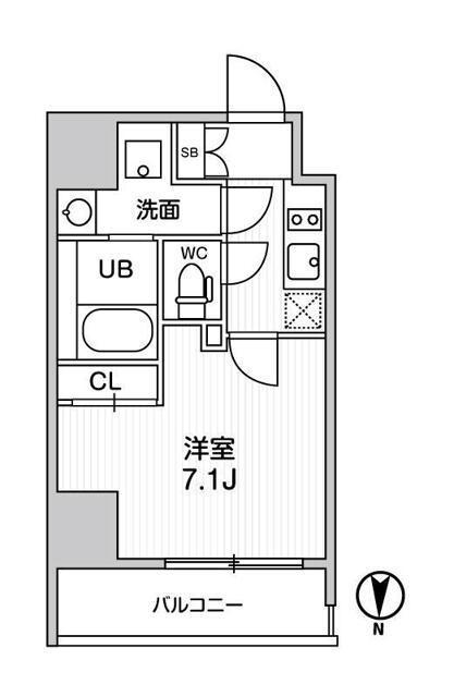 グラシアプレイス東陽町(1K/11階)の間取り写真