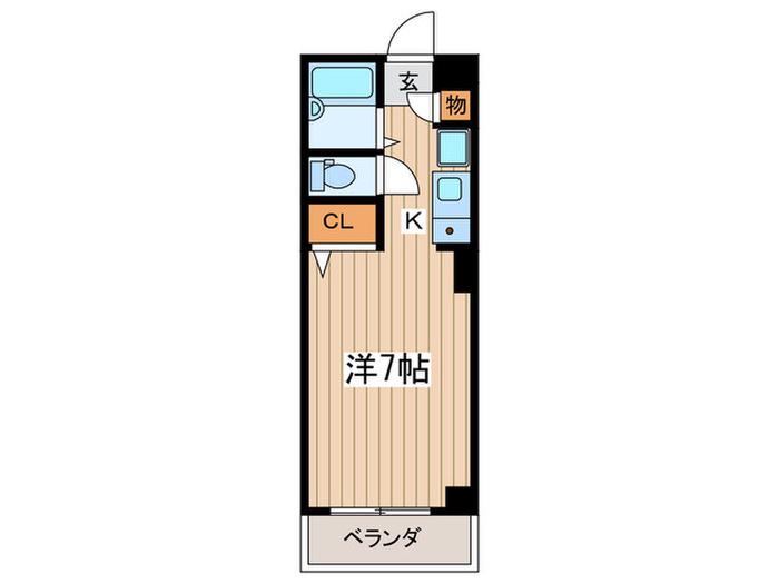 ユーティーキアス(1K/2階)の間取り写真